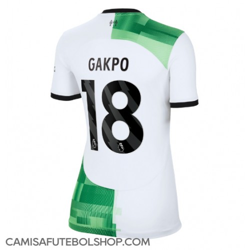 Camisa de time de futebol Liverpool Cody Gakpo #18 Replicas 2º Equipamento Feminina 2023-24 Manga Curta